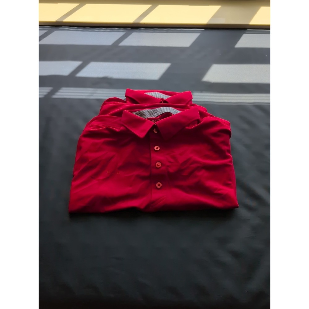 Chick-Fil-A Lot of 2 Mens Large Red Short Sleeve Polo Shirts Oobe Recycled Work